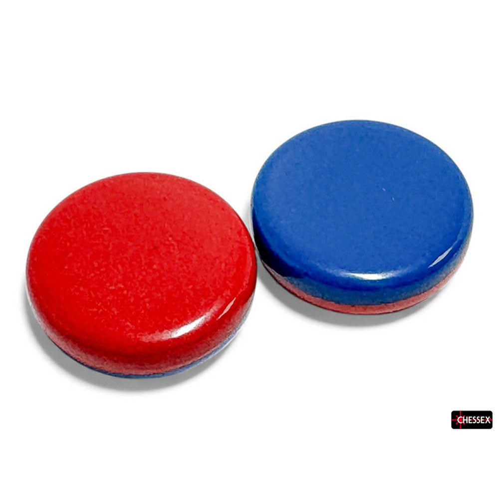CHX REV01 64 of Opaque Blue & Red 30mm Reversi Checkers in a bag