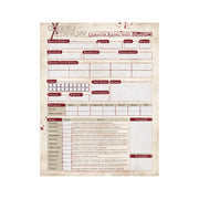 Cohors Cthulhu Character Sheet Printed Pad