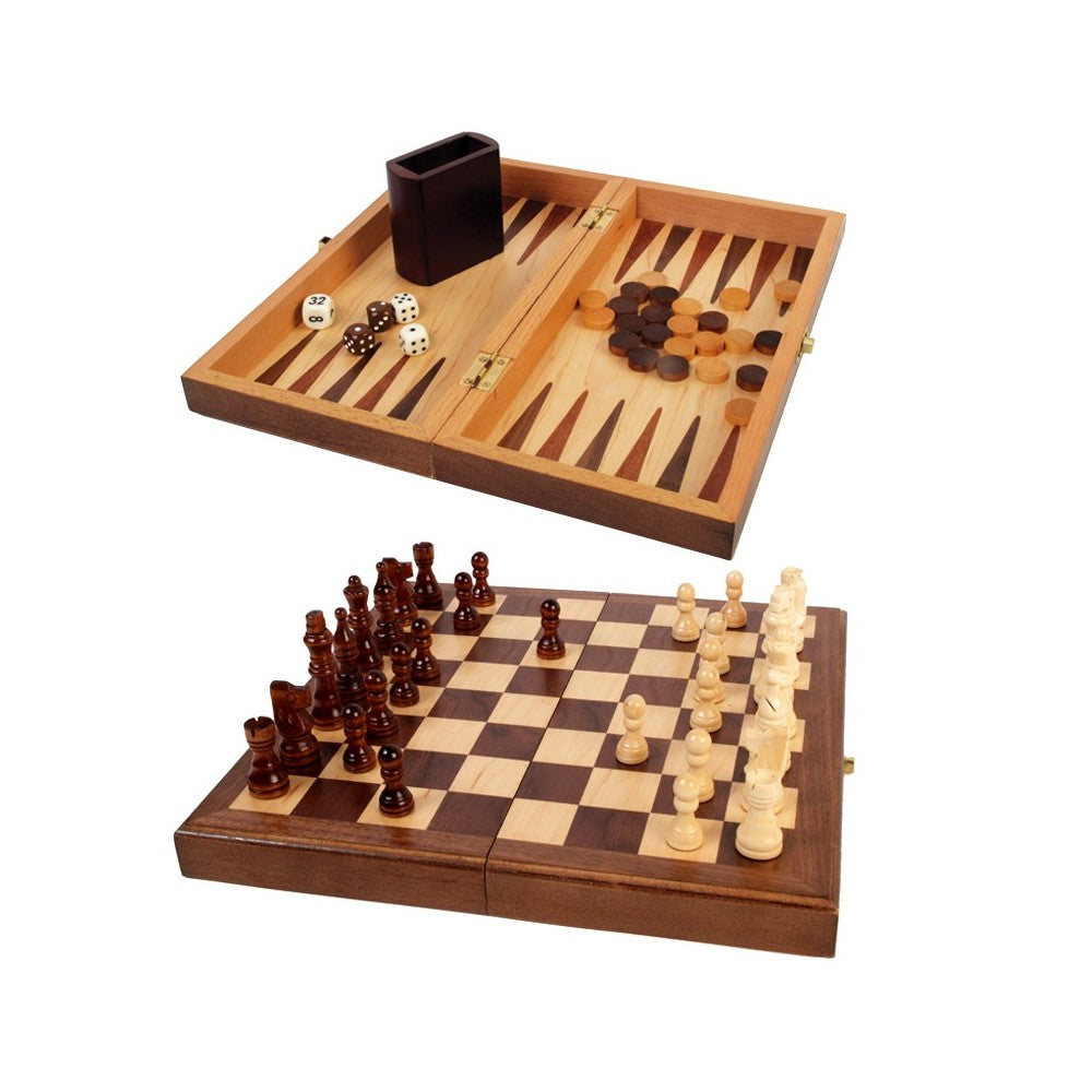 Combo; Chess 3In1 Walnut Magn;
