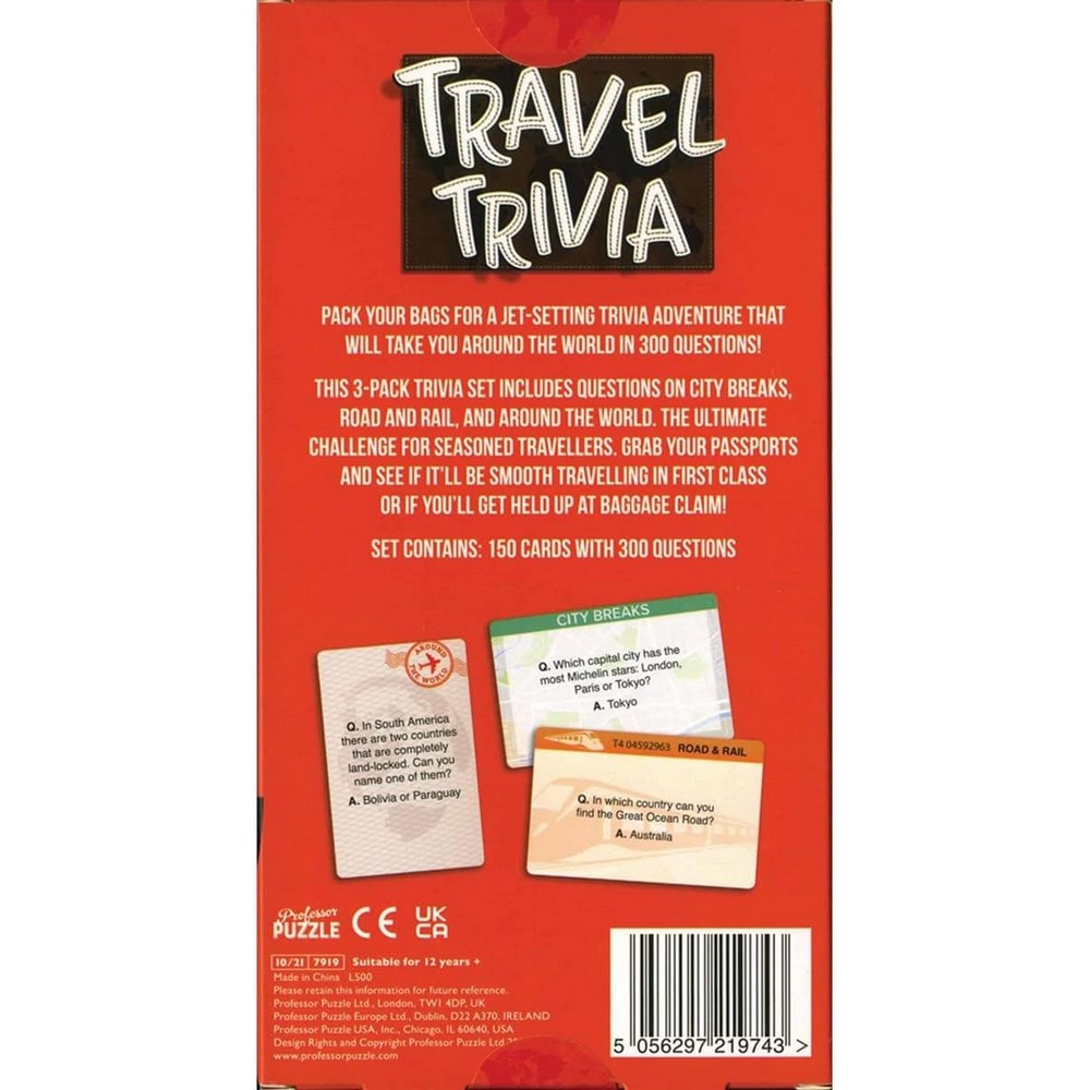 Travel Trivia Card Game