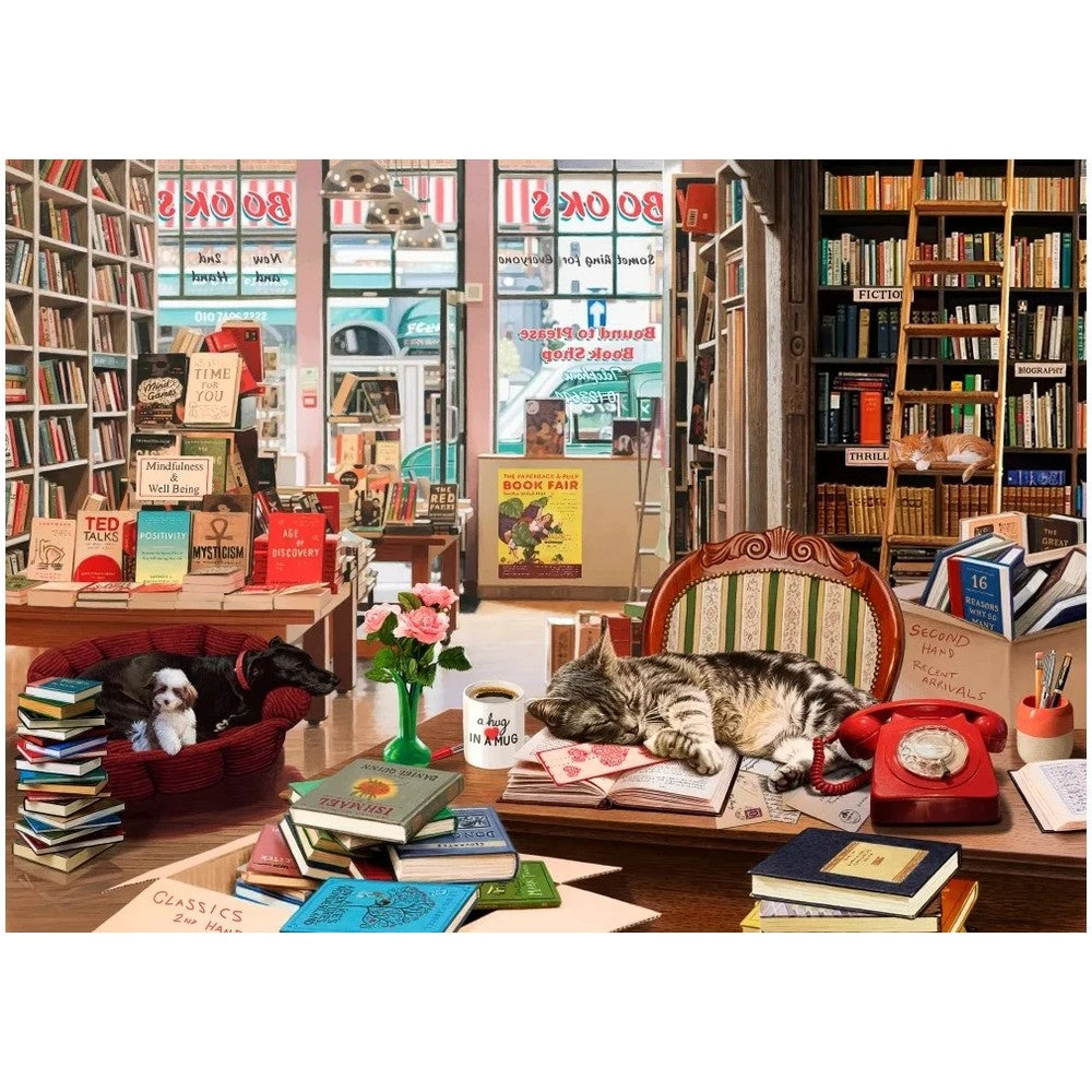 Puzzle - Holdson - Cat Napping Bookshop Cat 1000P