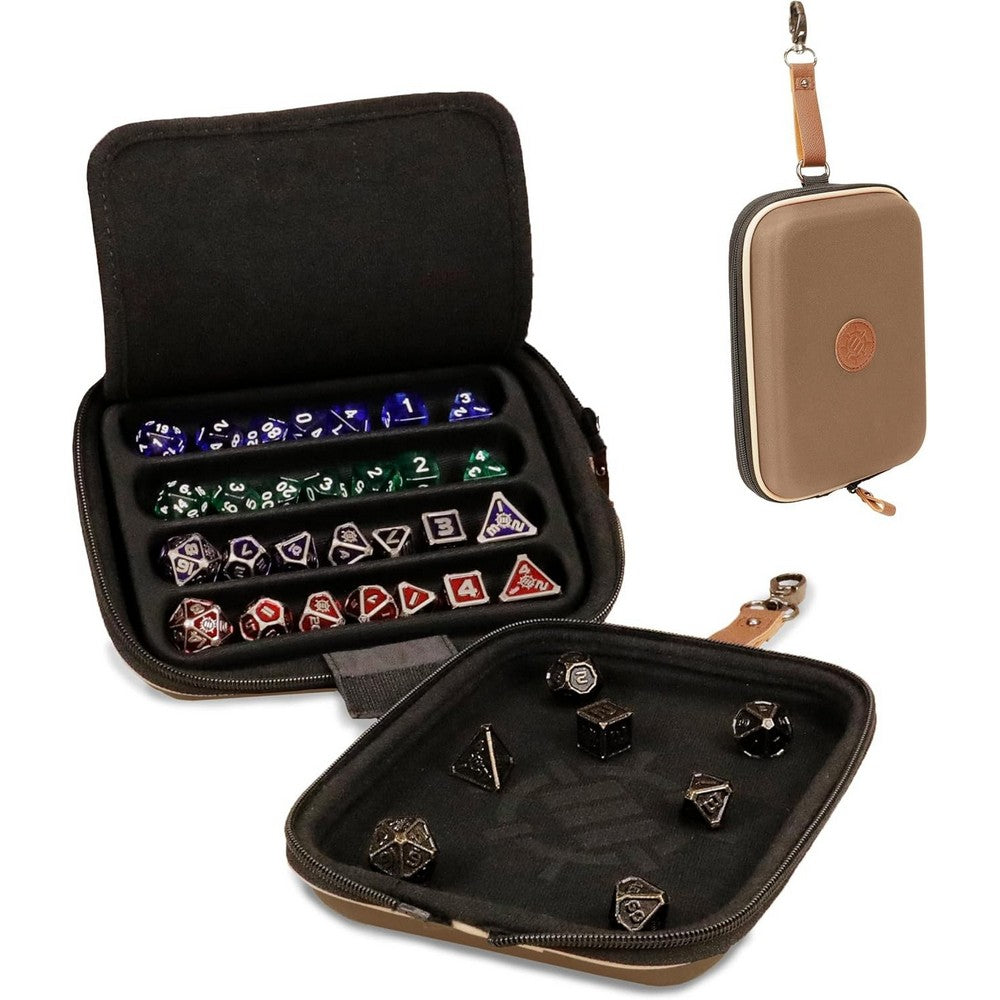 U2 ENHANCE Designer Edition Dice Tray - Dice Case and Dice Holder (28+ Dice & EVA Shell) (Tan)