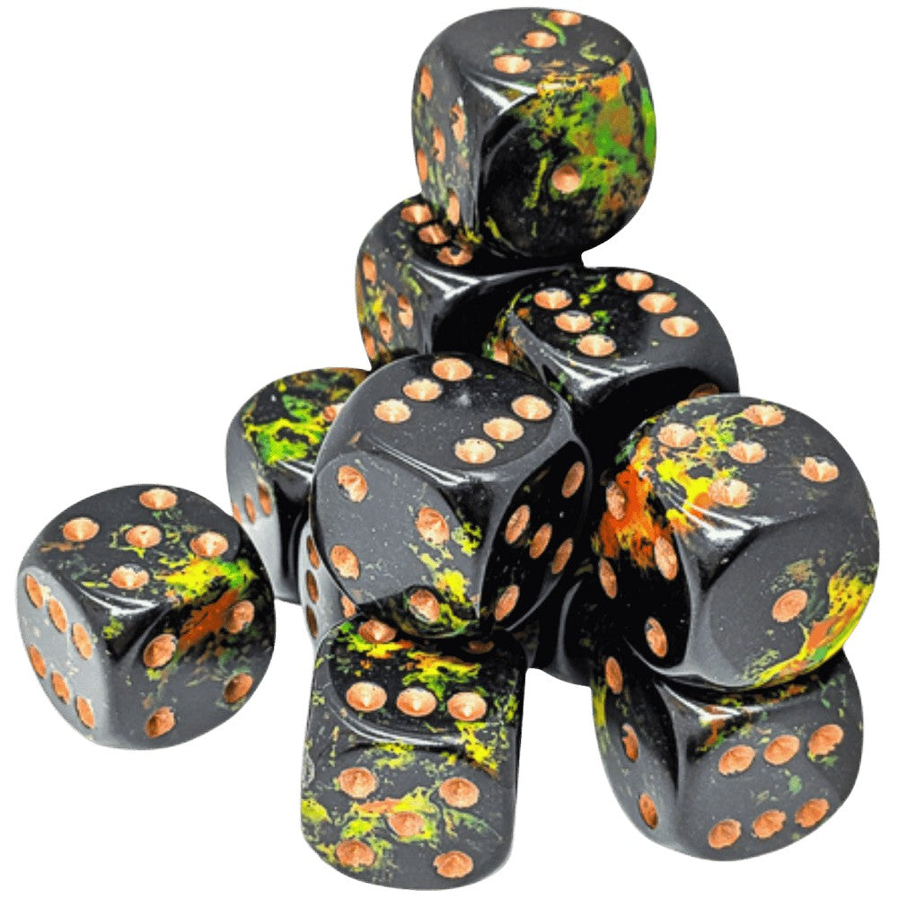 U2 CHX 24605 Brush Deep Forest/gold 16mm d6 Dice Block (12 dice)