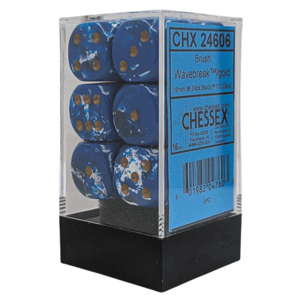 U2 CHX 24606 Brush Wavebreak/gold 16mm d6 Dice Block (12 dice)