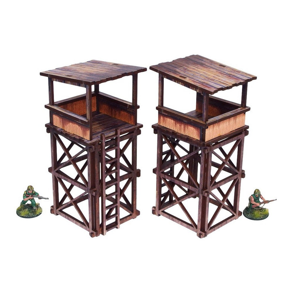WW2 Pacific Guard Tower (2) PREPAINTED [28mm/1:56]