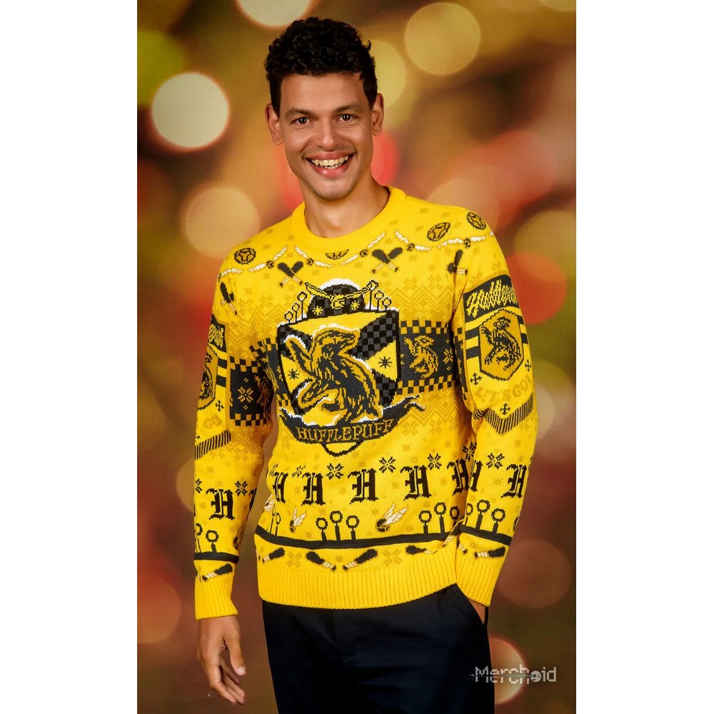 Harry Potter: Hufflepuff Quidditch Christmas Jumper (Size: S)