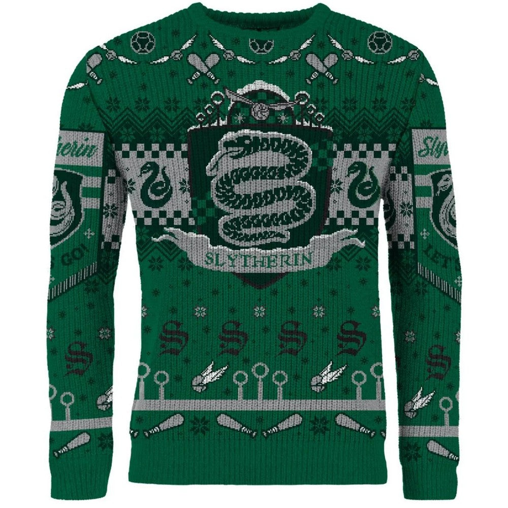 Harry Potter: Slytherin Quidditch Christmas Jumper (Size: L)