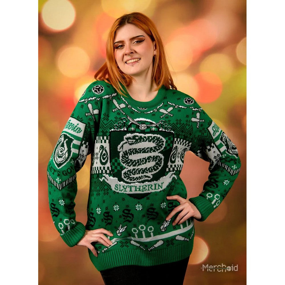Harry Potter: Slytherin Quidditch Christmas Jumper (Size: XXXXL)