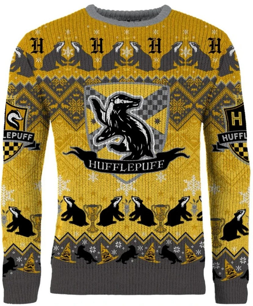 Hufflepuff House Crest Christmas Jumper (Size XL)