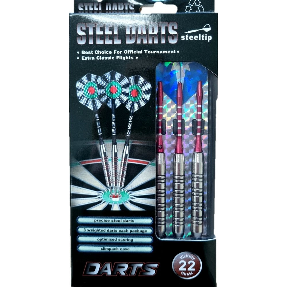 Steel Darts Set 22grams - 3 steeltip darts - Deluxe Dart Set C72