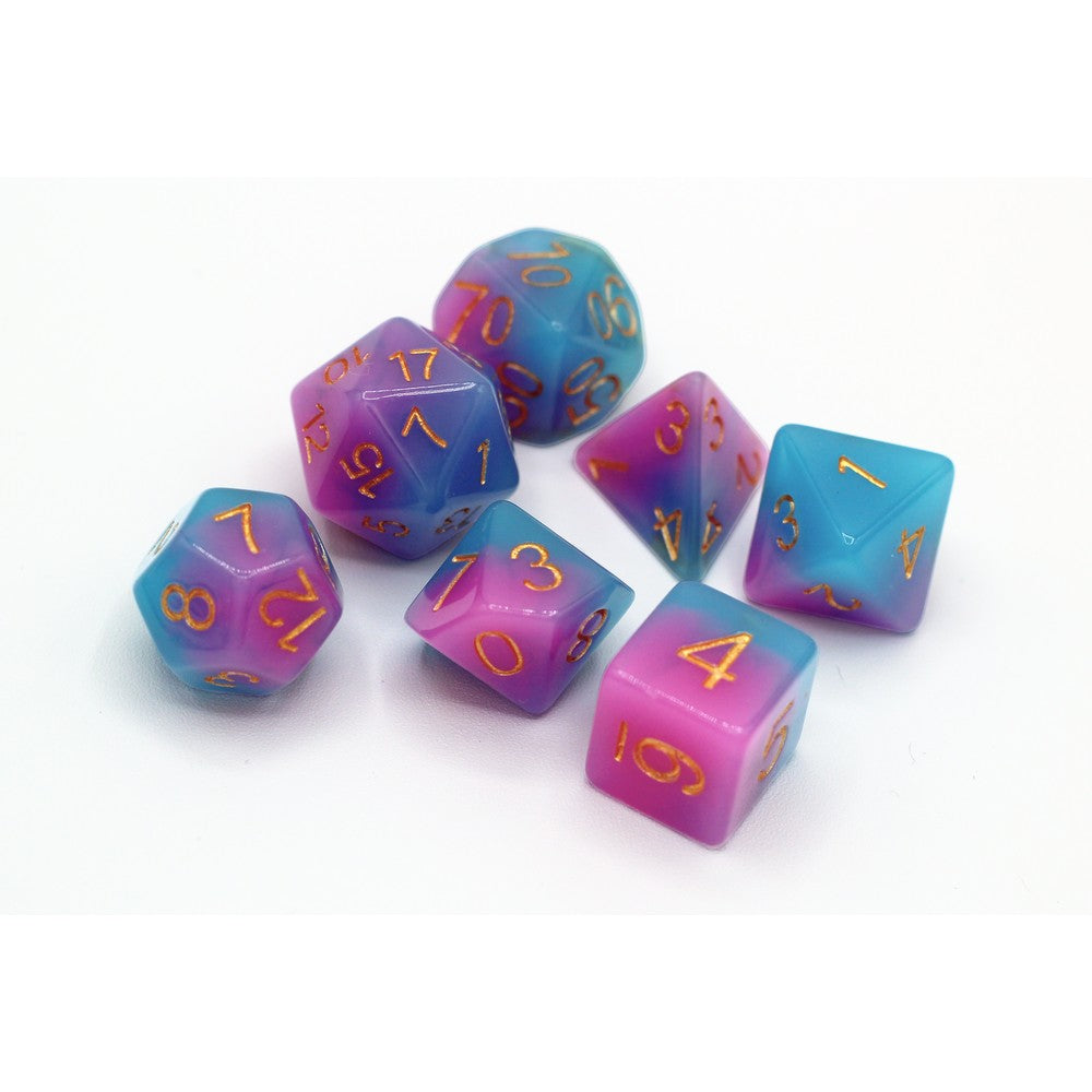 Pink & Blue Glow in the Dark RPG Dice