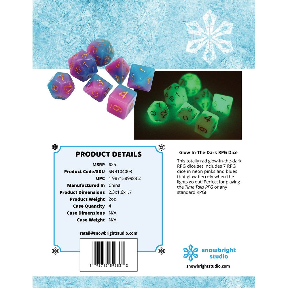 Pink & Blue Glow in the Dark RPG Dice