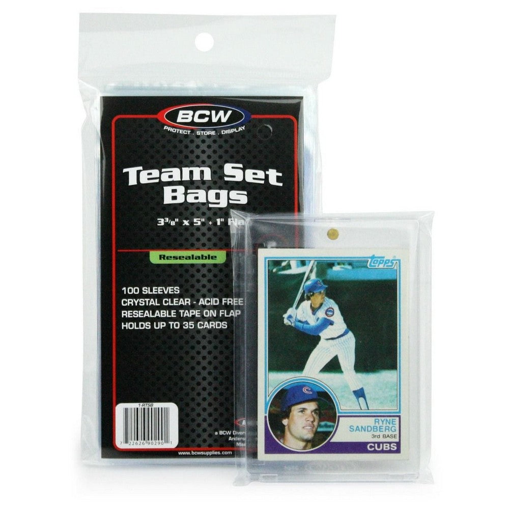 BCW - Toploaders - Resealable Team Set Bags - 3 3/8 X 5