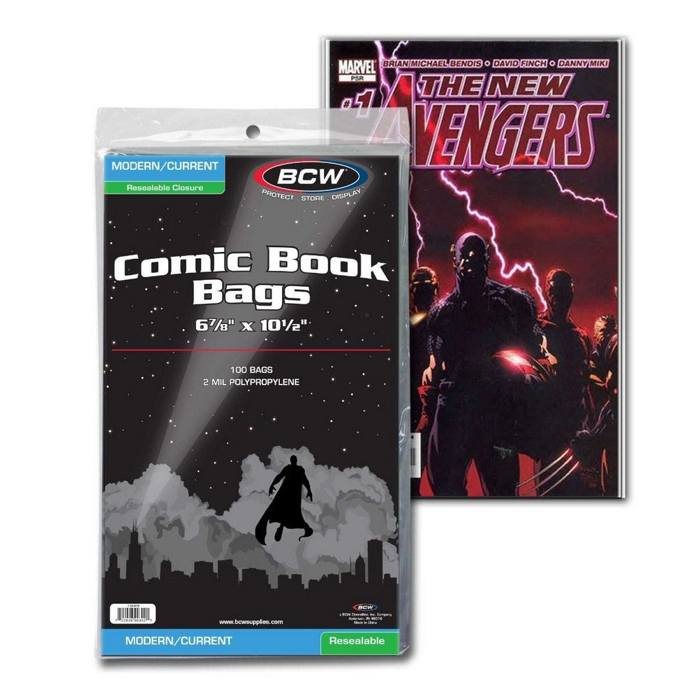BCW - Comic Bags - Resealable Current/Modern Bags - 6 7/8 X 10 1/2