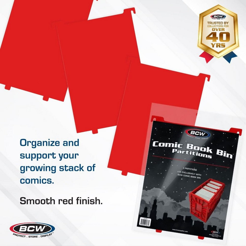 BCW - Comic Bins - Comic Book Bin Partition - Red