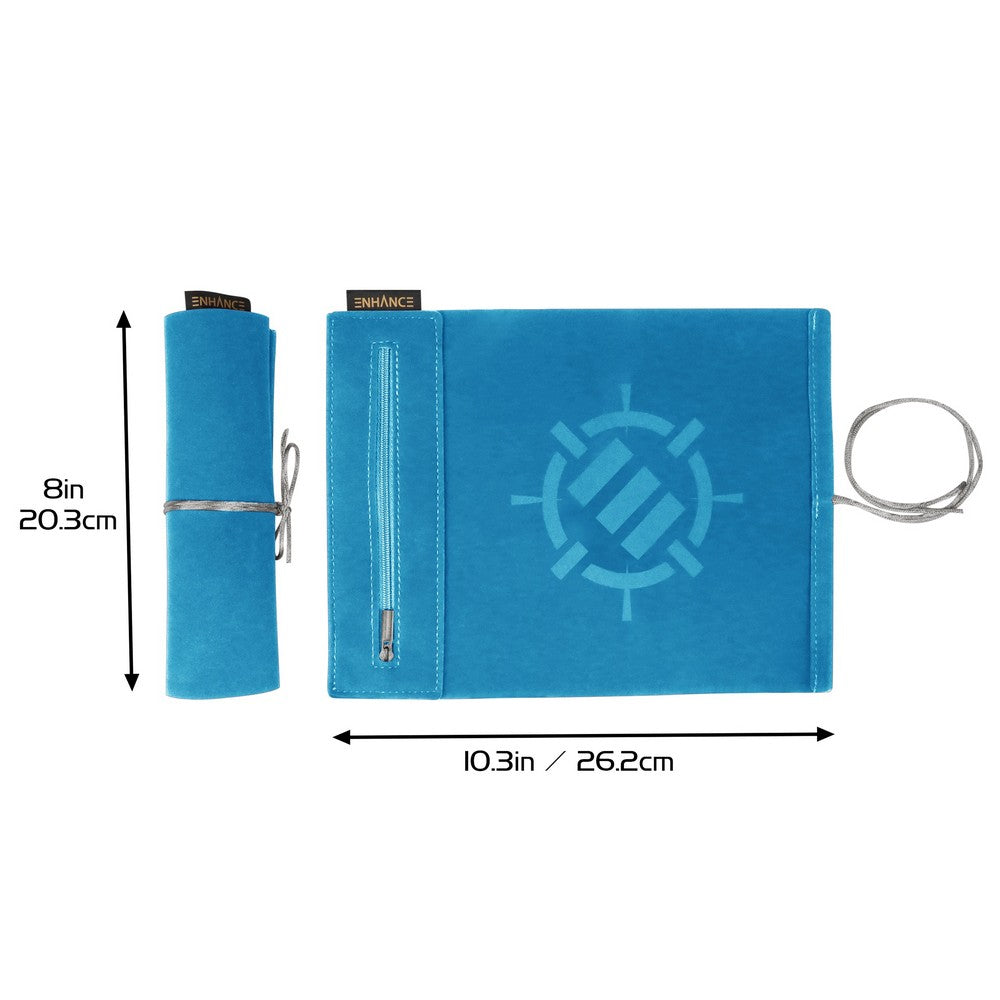 ENHANCE Tabletop Roll on a Scroll 6-sided Dice and Rolling Mat - Blue