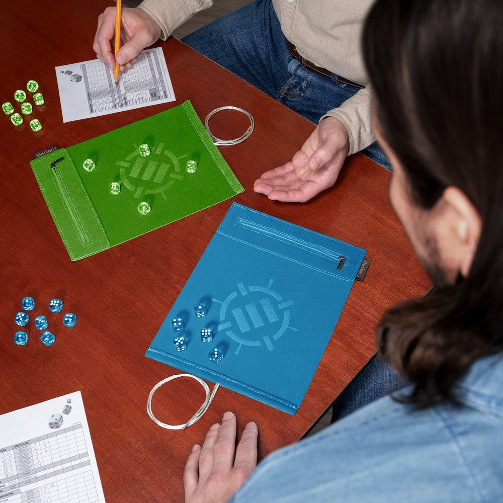 ENHANCE Tabletop Roll on a Scroll 6-sided Dice and Rolling Mat - Blue