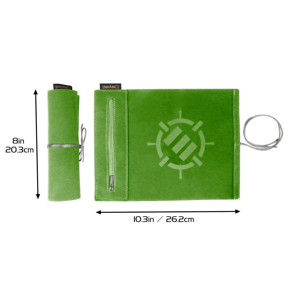 ENHANCE Tabletop Roll on a Scroll 6-sided Dice and Rolling Mat - Green