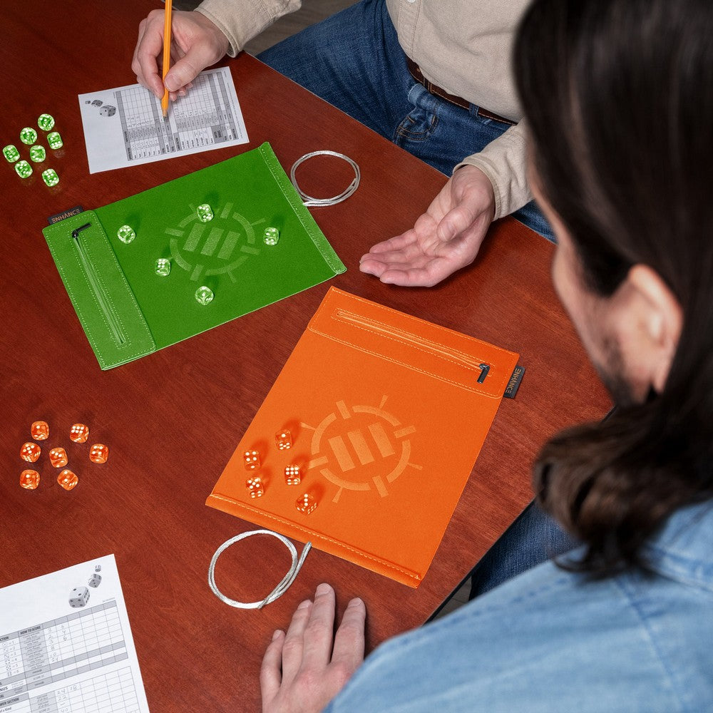 ENHANCE Tabletop Roll on a Scroll 6-sided Dice and Rolling Mat - Orange