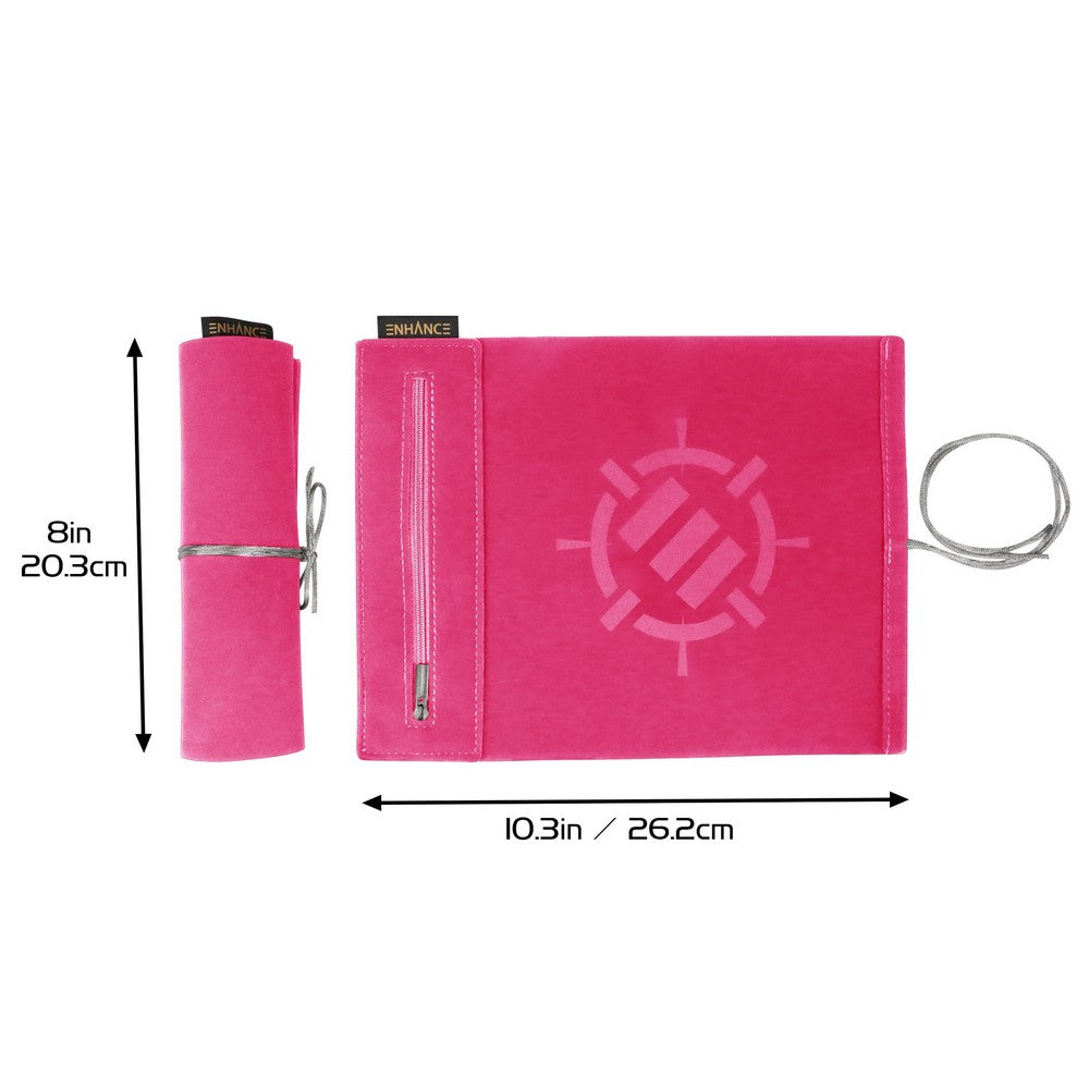 ENHANCE Tabletop Roll on a Scroll 6-sided Dice and Rolling Mat - Pink