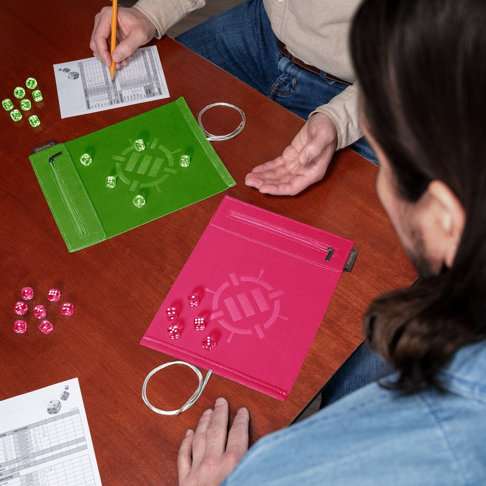 ENHANCE Tabletop Roll on a Scroll 6-sided Dice and Rolling Mat - Pink