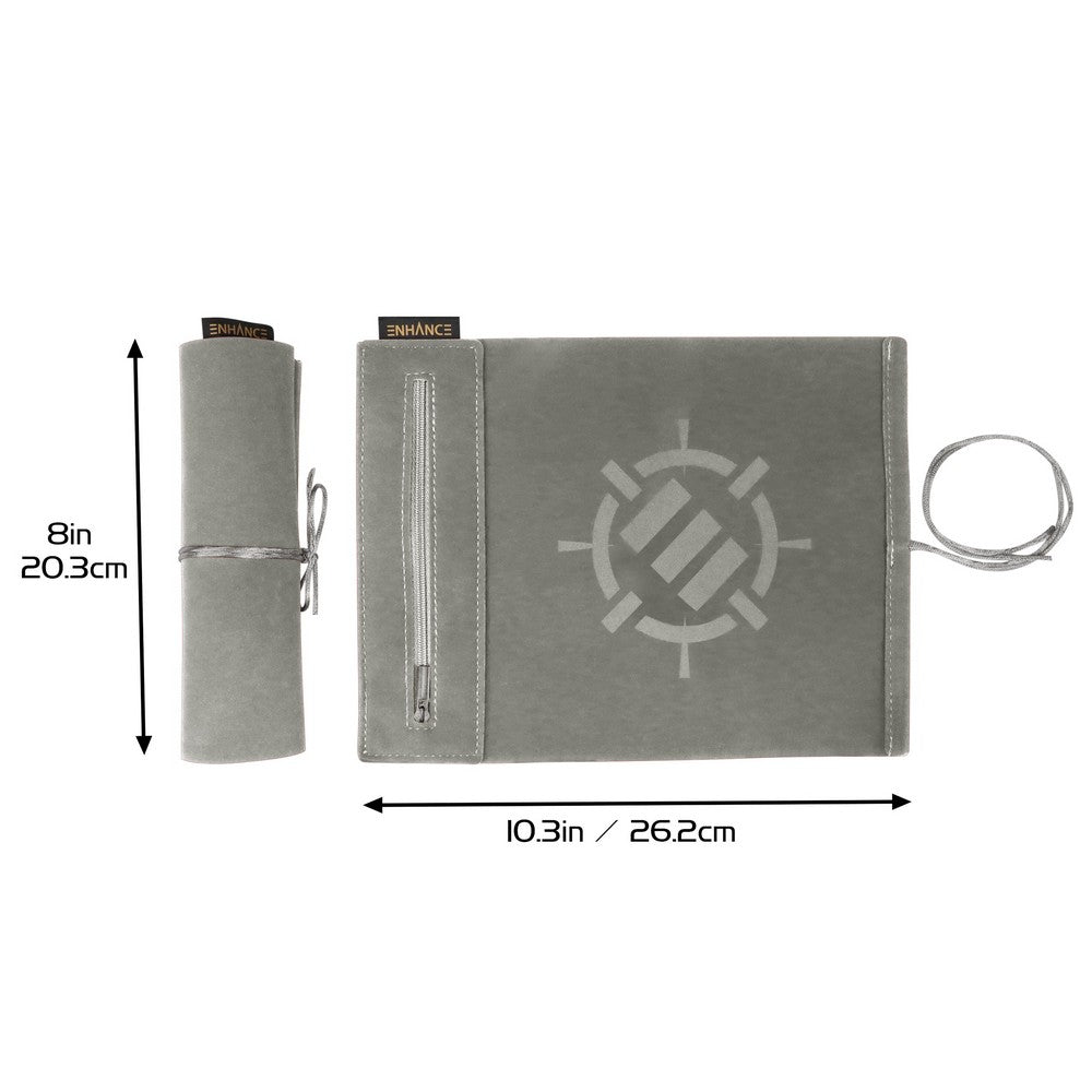 ENHANCE Tabletop Roll on a Scroll 6-sided Dice and Rolling Mat - Silver