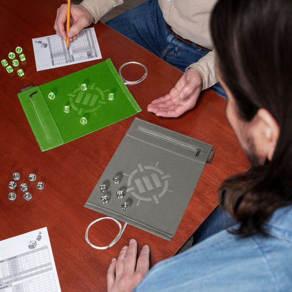 ENHANCE Tabletop Roll on a Scroll 6-sided Dice and Rolling Mat - Silver