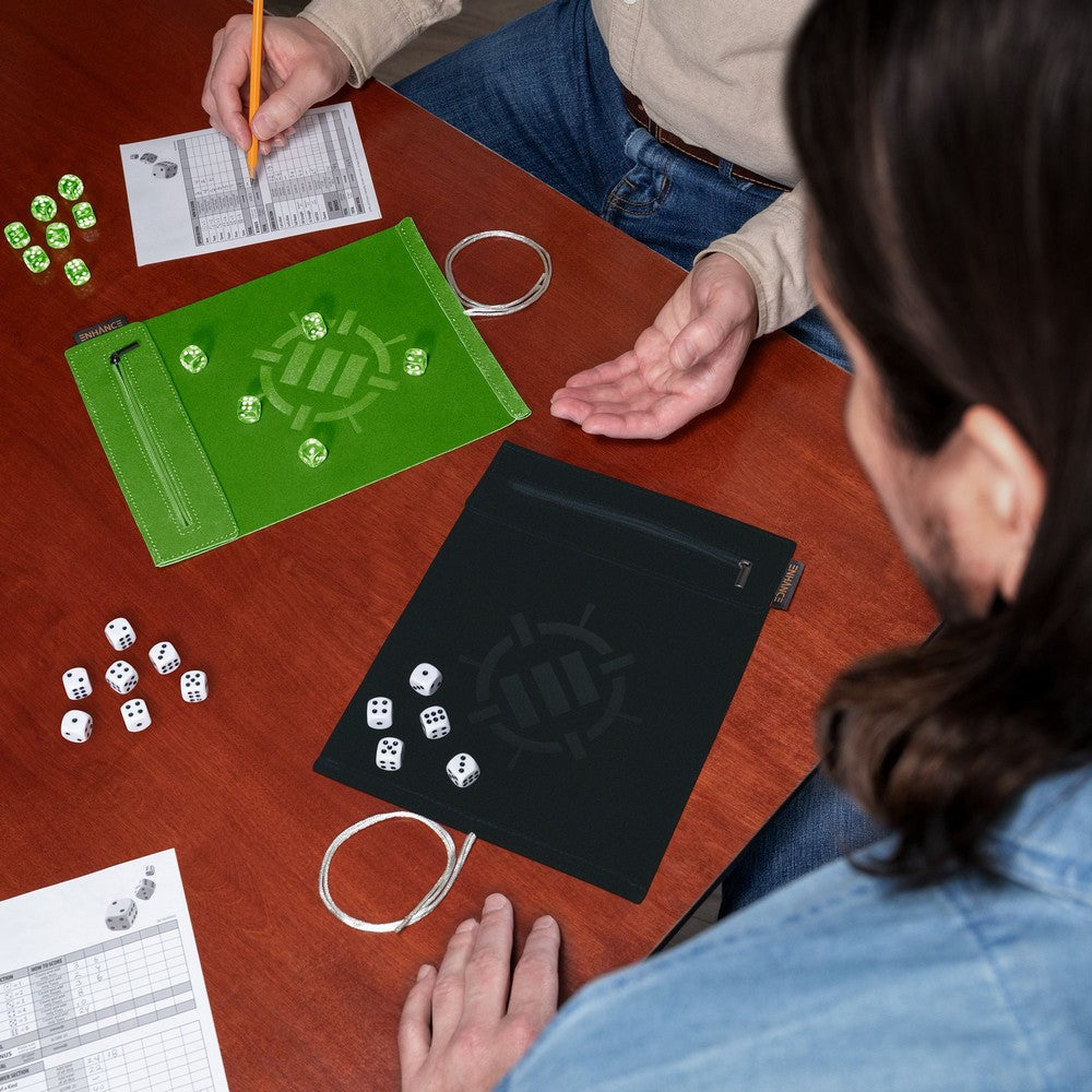 ENHANCE Tabletop Roll on a Scroll 6-sided Dice and Rolling Mat - White