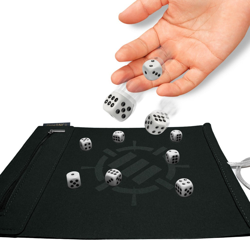 ENHANCE Tabletop Roll on a Scroll 6-sided Dice and Rolling Mat - White