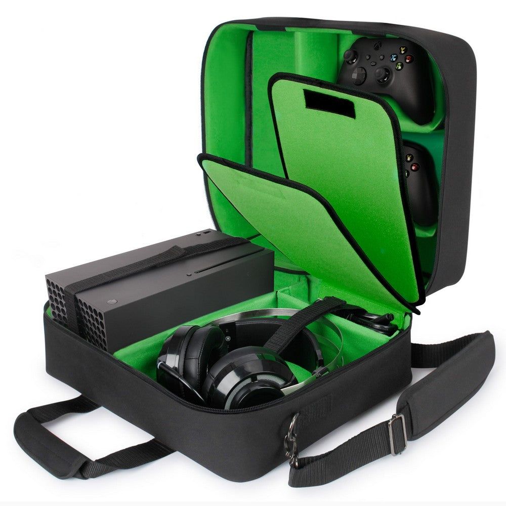 USA GEAR Xbox Series X Carrying Case - Travel Case Compatible w/ Xbox Series X & Series S (Green)