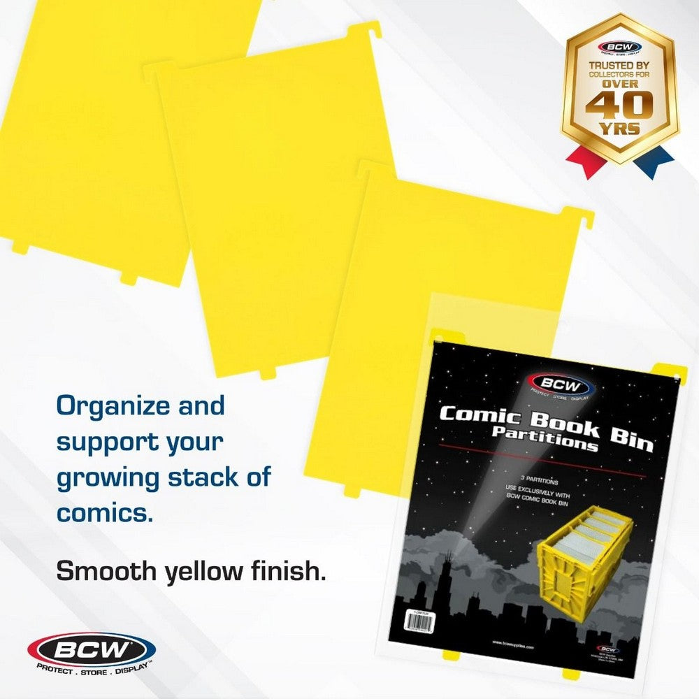 BCW - Comic Bins - Comic Book Bin Partition - Yellow
