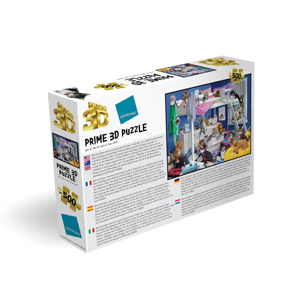 Prime 3D Puzzles - Giordano - Messy Bedroom Kittens - 500pc