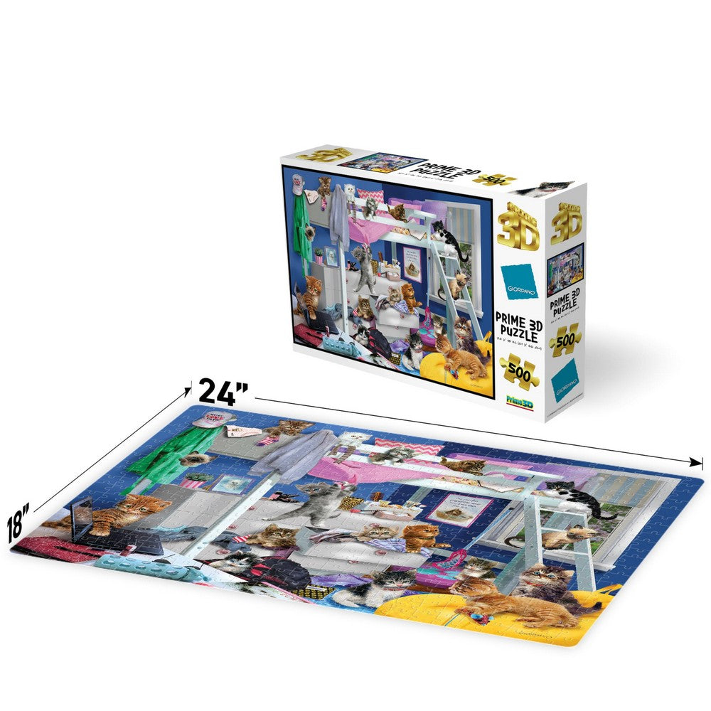 Prime 3D Puzzles - Giordano - Messy Bedroom Kittens - 500pc