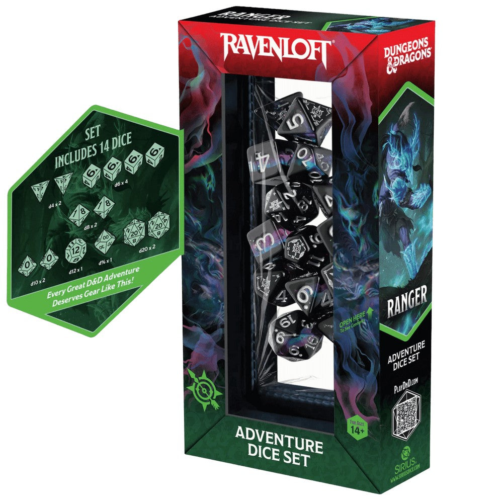 Sirius Dice - D&D Adventure Dice - Ranger - Black. Blue
