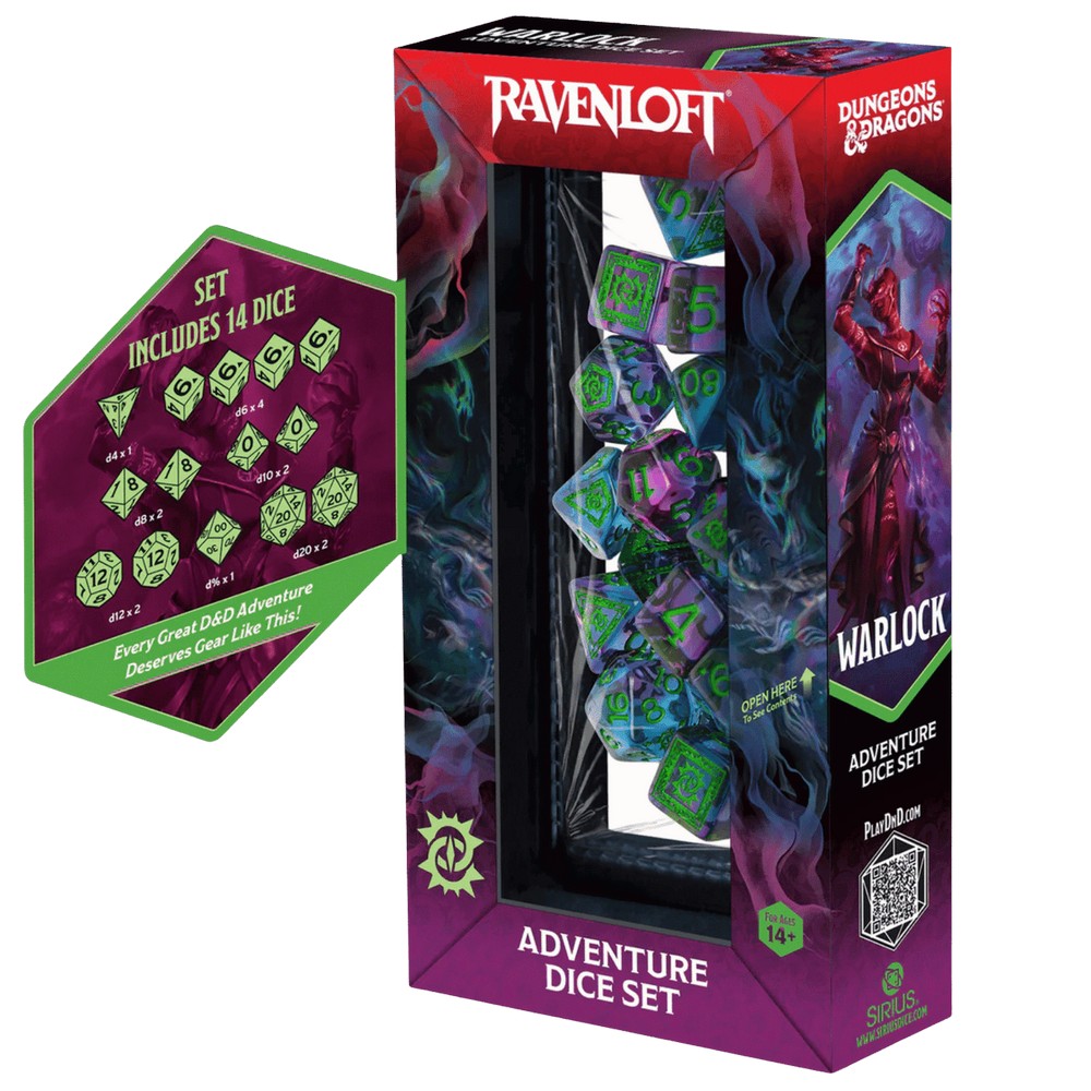 Sirius Dice - D&D Adventure Dice - Warlock - Purple. Green