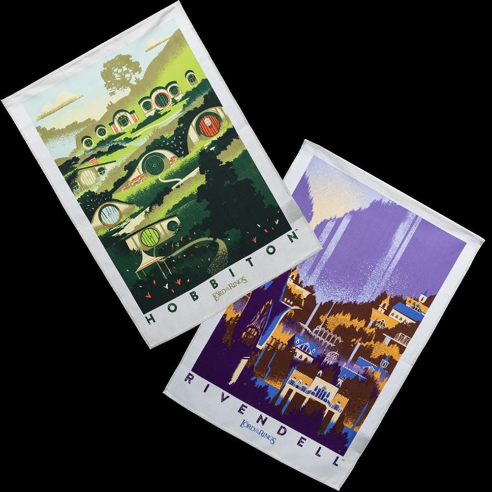 WETA - The Lord of the Rings Trilogy - Tea Towel - Rivendell & Hobbiton 2PK