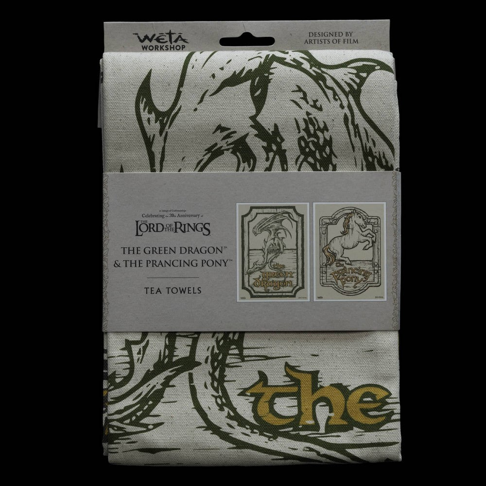 WETA - The Lord of the Rings Trilogy - Tea Towel - Green Dragon & Prancing Pony 2PK