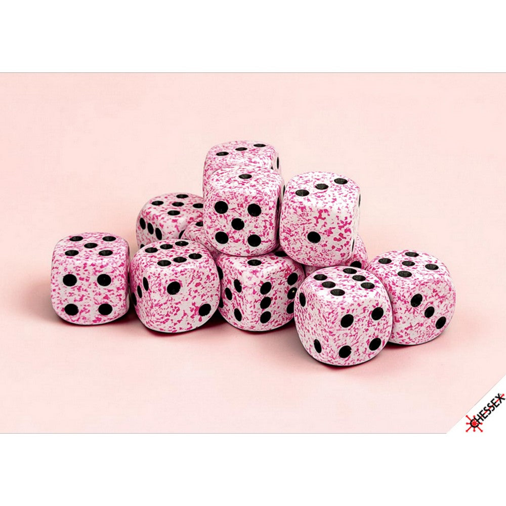 CHX 25754 Speckled Pink 16mm d6 Dice Block (12 dice)