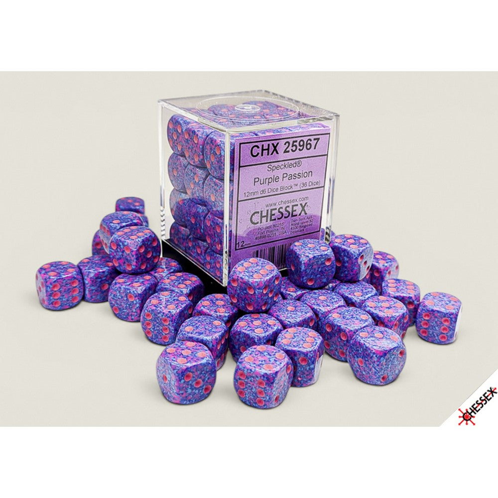 CHX 25967 Speckled Purple Passion 12mm d6 Dice Block (36 dice)