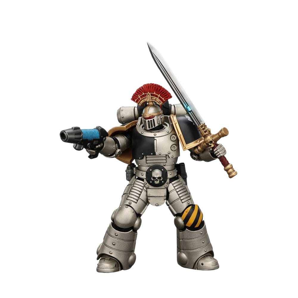 Warhammer Collectibles: 1/18 Scale Iron Warriors Mkll Tactical Sergeant with Power Sword. Bolt Pstl