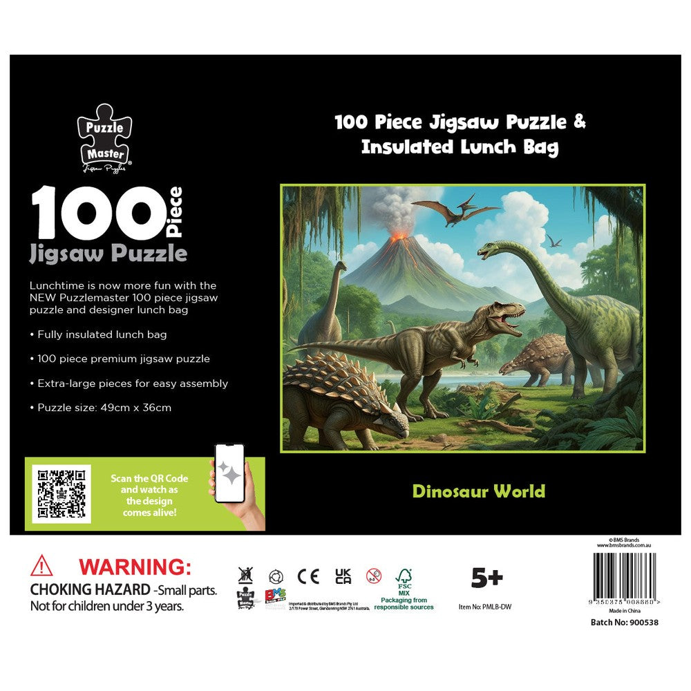 Puzzles - BMS - 100 Piece Lunch Box Puzzle Dinosaur World AR Edition