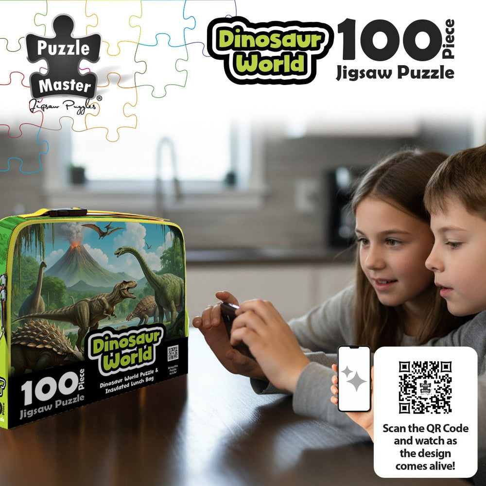 Puzzles - BMS - 100 Piece Lunch Box Puzzle Dinosaur World AR Edition