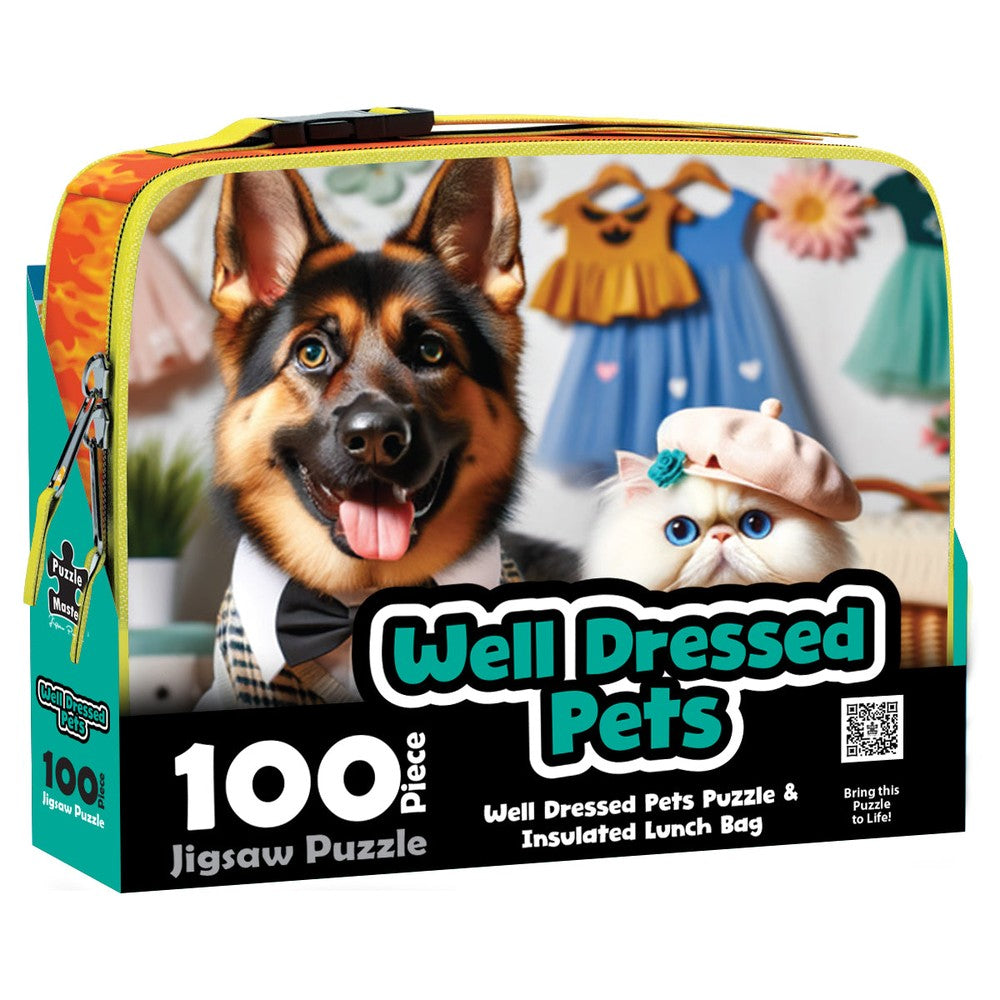 Puzzle - BMS - 100 Piece Lunch Box Puzzle Dressed Pets AR Edition