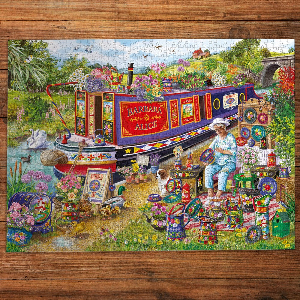 Puzzle - Gibsons - Canal Boat Blooms (1000)