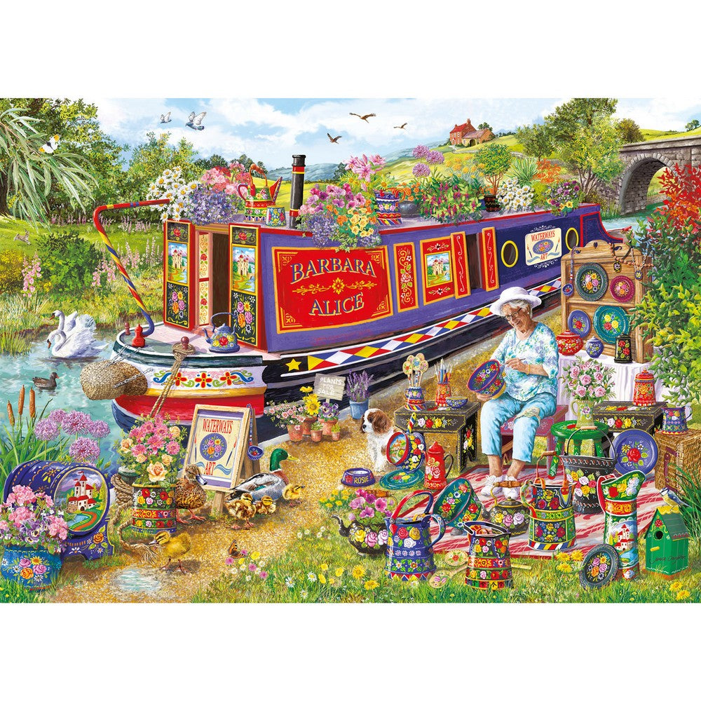 Puzzle - Gibsons - Canal Boat Blooms (1000)