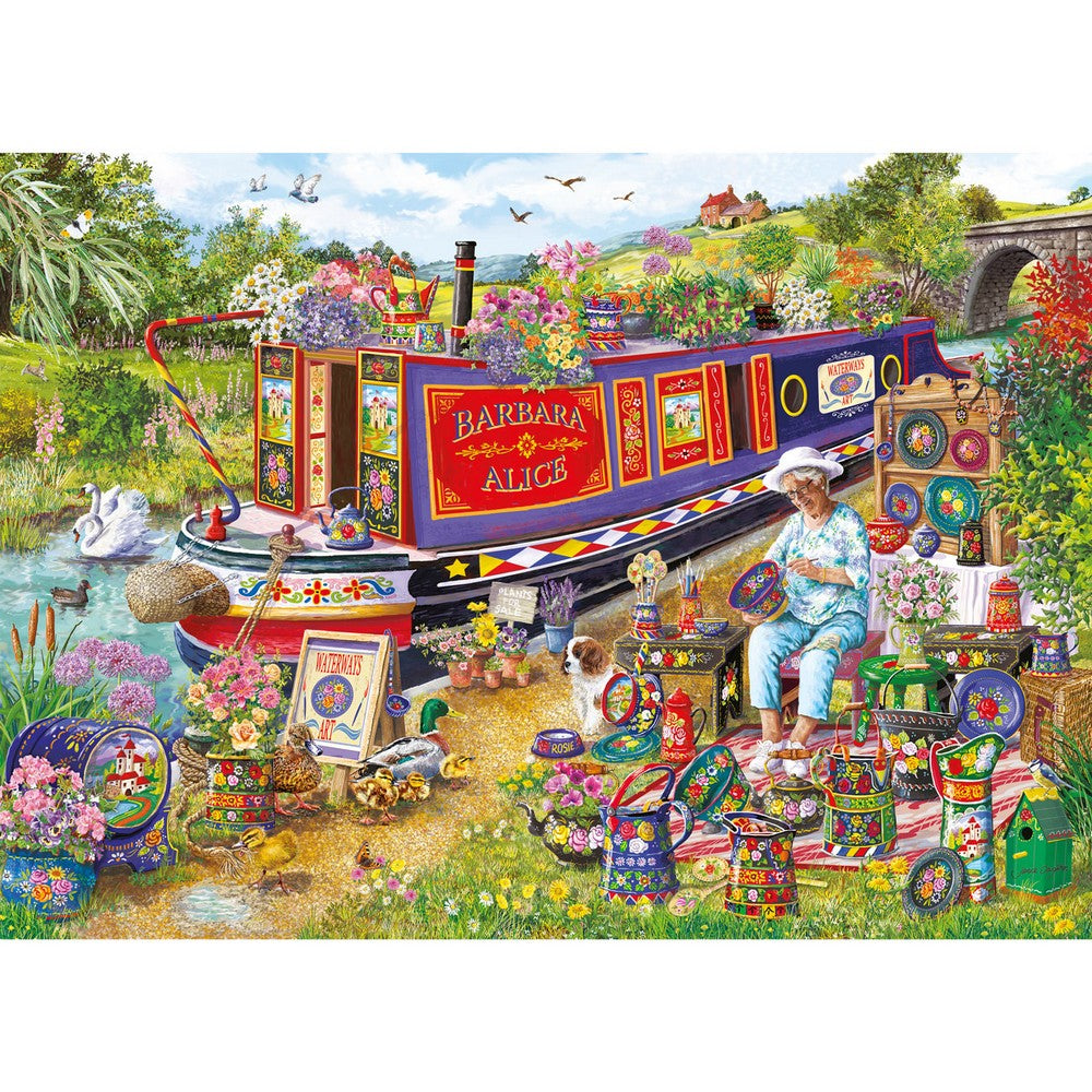 Puzzle - Gibsons - Canal Boat Blooms (500XL)