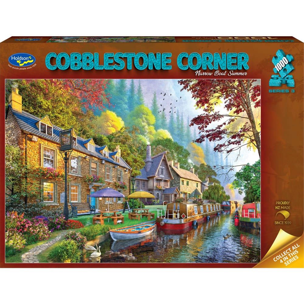 Puzzle - Holdson - Cobblestone Corner S3 - 1000pc Puzzle - Narrow Boat Summer