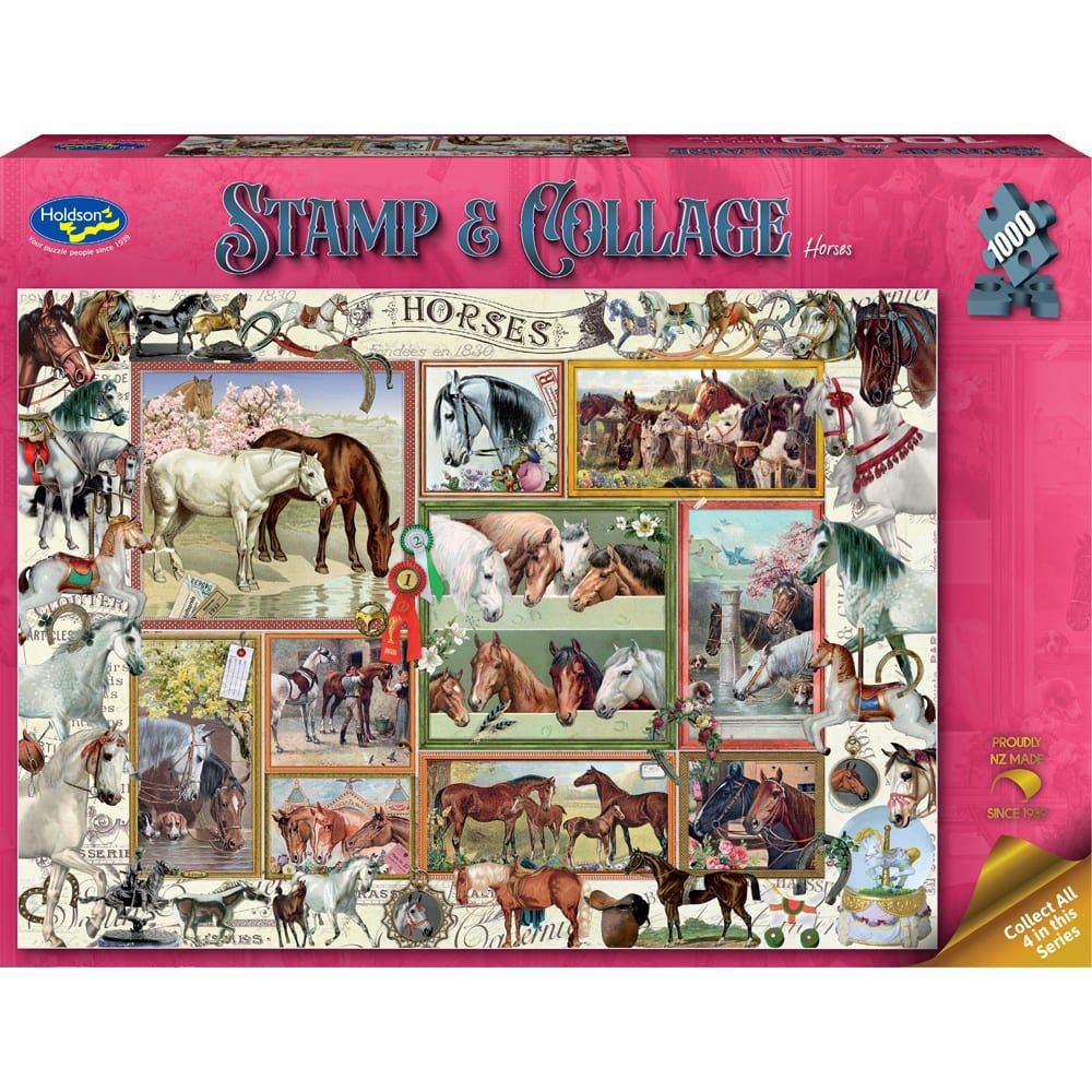 Puzzle - Holdson - Stamp & Collage - 1000pc Puzzle - Horses