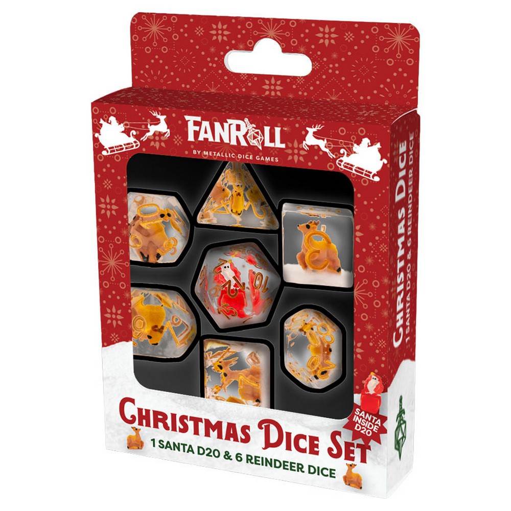 Fanroll: Christmas Resin Dice Set: Reindeer + Santa d20