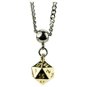 Fanroll: D20 Dice Necklace: Gold Metal